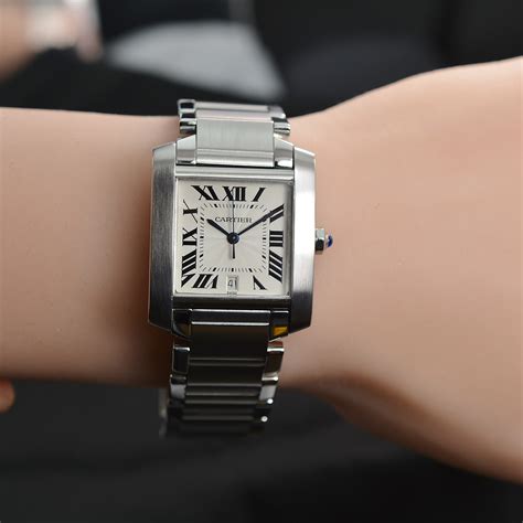 cartier tank stainless steel watch|cartier stainless steel tank francaise.